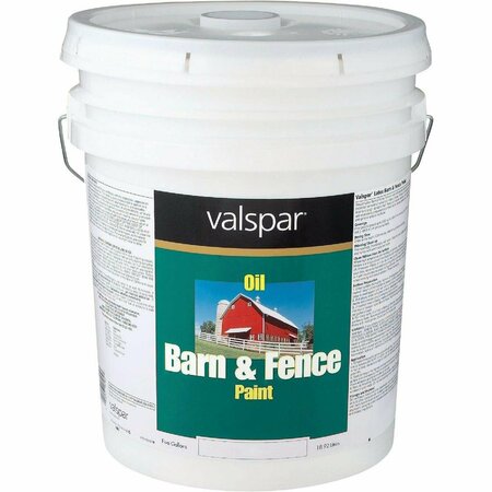 VALSPAR Oil Paint & Primer In One Low Sheen Barn & Fence Paint, White, 5 Gal. 018.3145-75.008